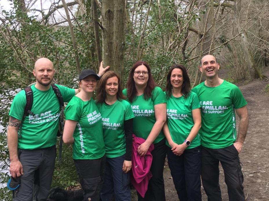 IN SHAPE: Andy Matthews, Hayley Matthews, Alison Mawer, Lisa Marshall, Suzanne Tweddle and Nigel Mawer enjoyed a 13 mile walk from Middleton-in-Teesdale to Barnard Castle in preparation for the Macmillan Mighty Hike
