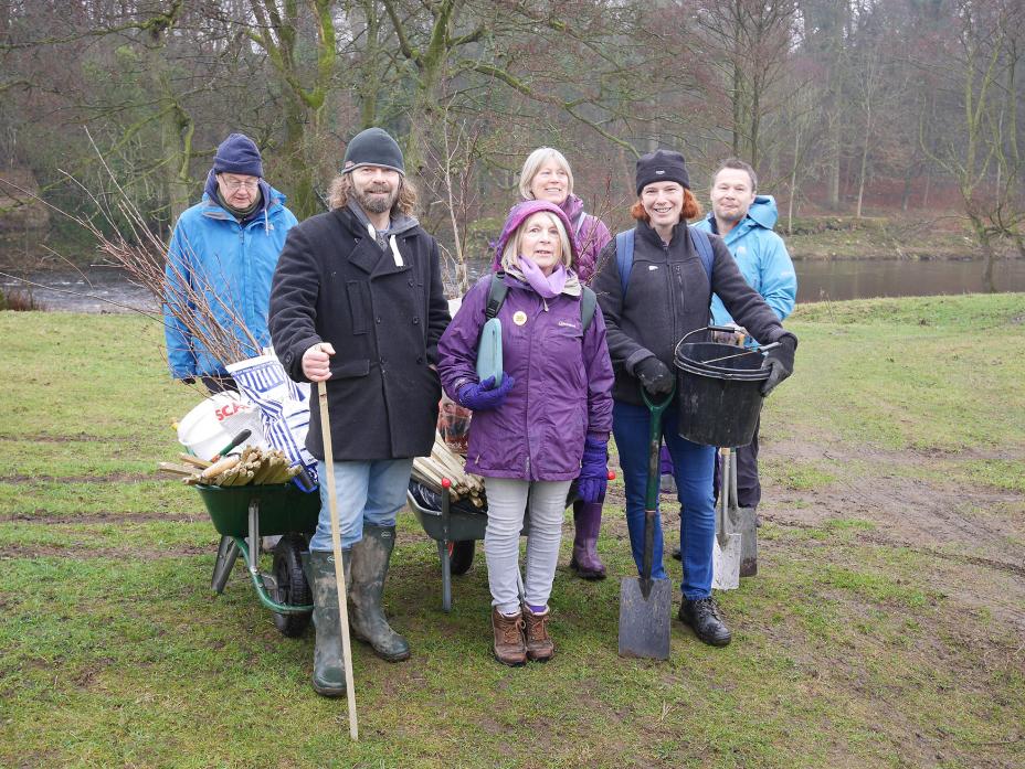 BUSY YEAR: Left, volunteers with the Gainford group of Trees for Teesdale preparing to plant along the riverside. Right, members of the Barnard Castle group at work on the Demesnes