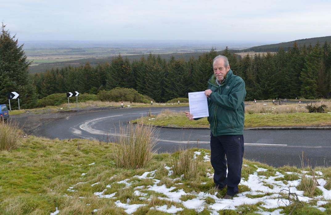 TRUE GRIT: Jed Collins, clerk to Hope and Scargill Parish Meeting, after agreement had been reached to improve the gritting regime on the Stang Road											     TM pic