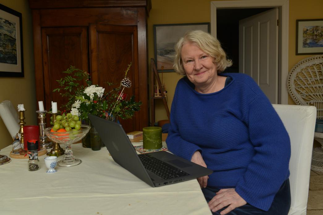 KEEPING BUSY: Like many other people under Covid restrictions former MP Helen Goodman has made good use of her laptop to keep up communication for her work with Durham University’s Energy Institute and the Church Action on Poverty charity
