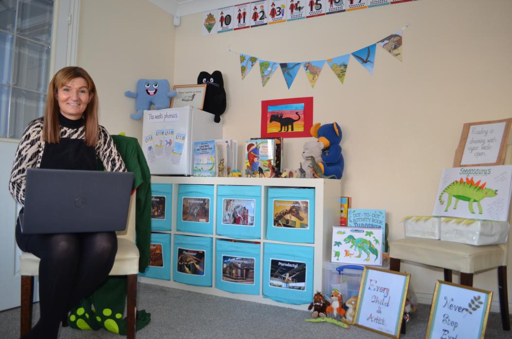 HOME FROM HOME: Working from home has seen teacher Nic Linsley transform her dining room into an early years’ classroom