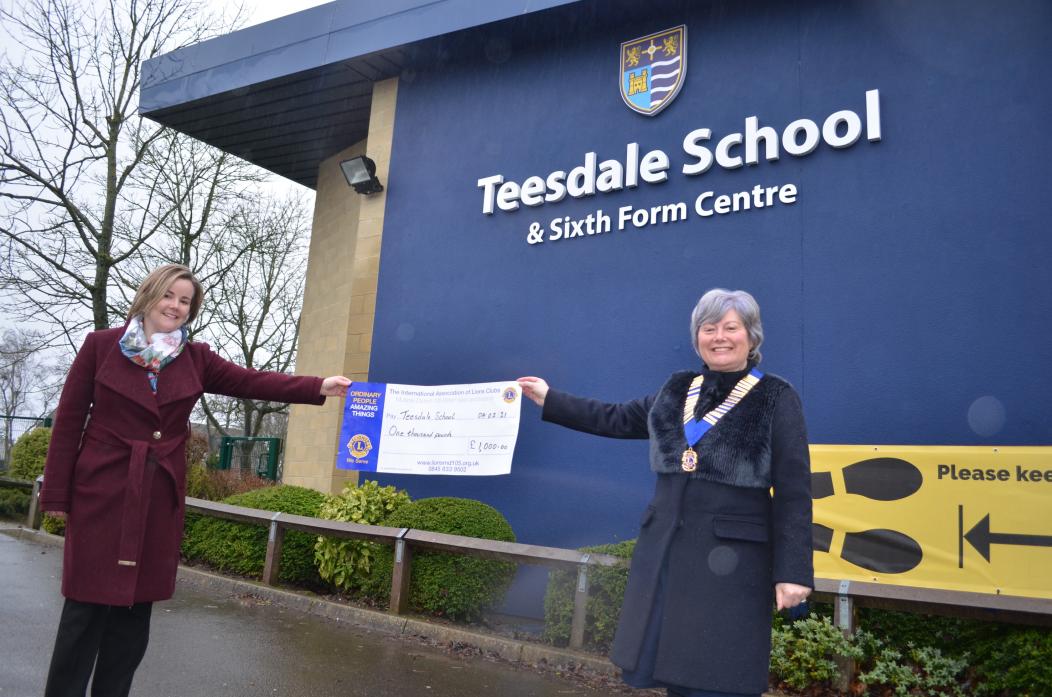 COVID HELP: Emma Gargett-Gillens from Teesdale School was delighted to receive £1,000 from Teesdale Lions president Sharon Walker
