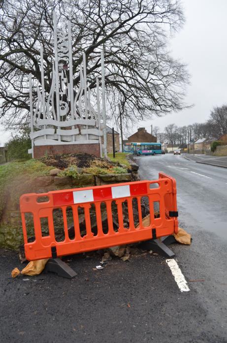 REPAIRS NEEDED: Damage was caused to the traffic island in Gainford during snowy conditions