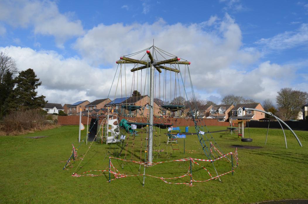 OUT OF COMMISSION: The bird’s nest apparatus at Dawson Road play area, Barnard Castle