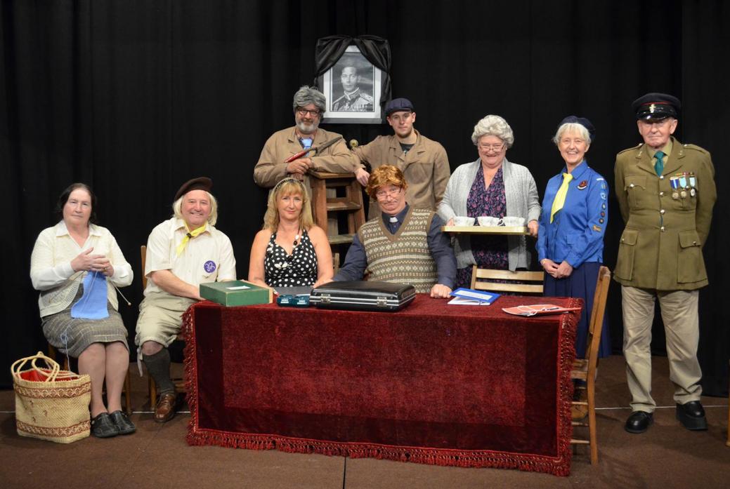 CURTAIN UP: Wayne Mann, second left, in costume with fellow cast members of The Teesdale Players ready for a performance of Coronation Fever. Seated are Linda Gregory, Teresa Keeling and Stephen Lamb, Standing are Russell Whiting, Tom Metcalfe, Teresa Hut