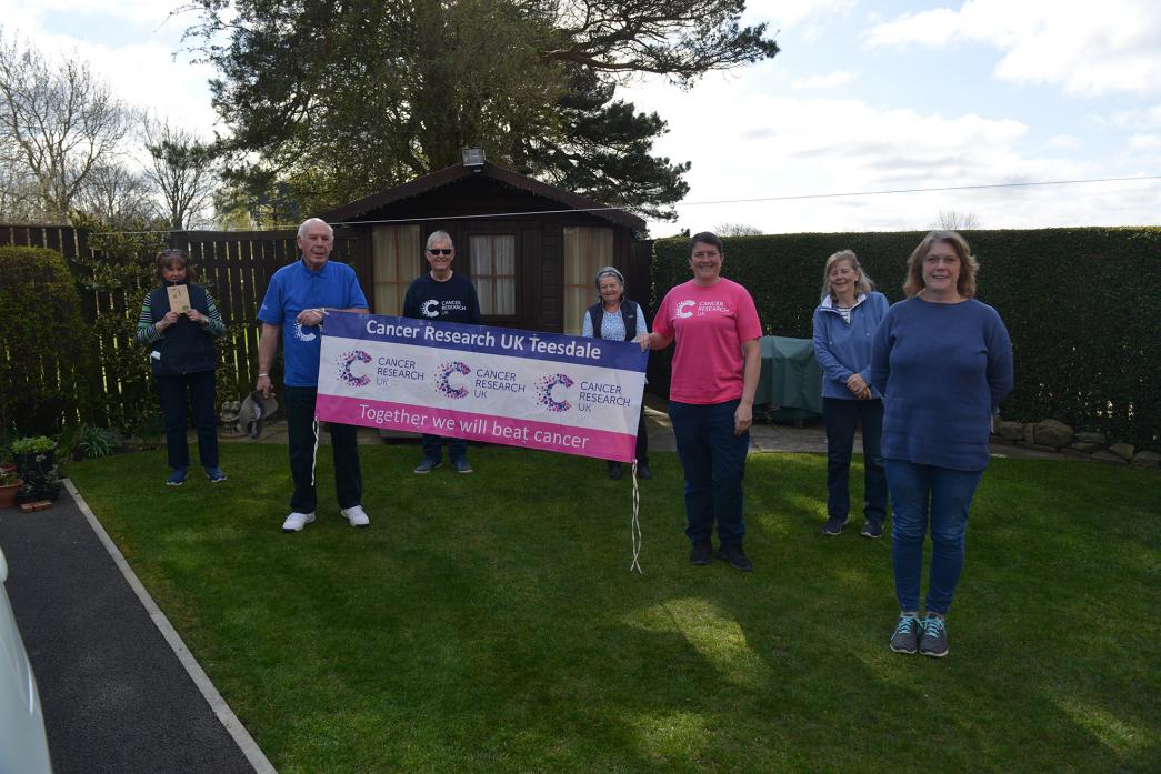 STEPPING UP: Brenda Thwaites, Bill Carter, Frank Ashmore, Jenny Watson, Pauline Connelly, Ruth Robson and Kath Iceton helped raise more than £4,000 for Teesdale branch of Cancer Research UK by walking 10,000 steps each day during March