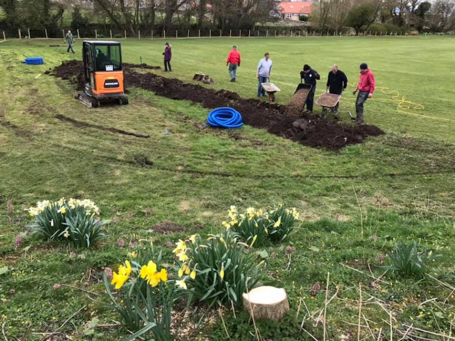 GROUND WORK: Members of Aldbrough St John at work on ground improvements