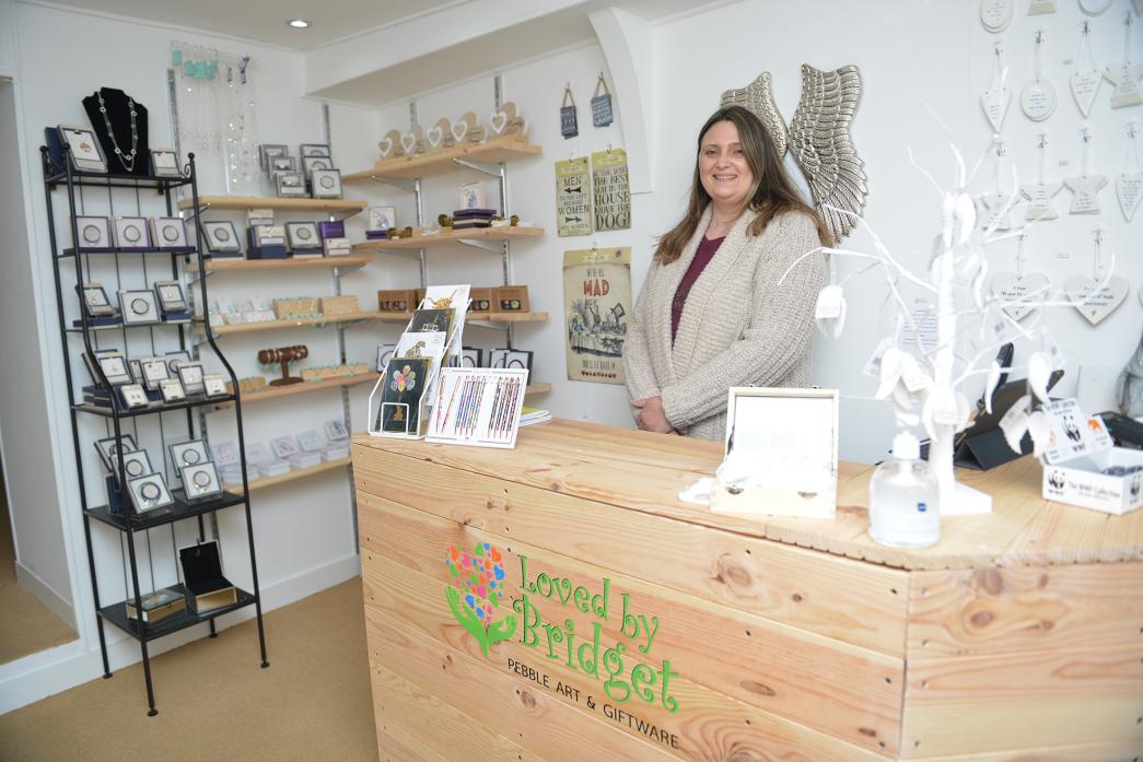 BUSINESS VENTURE: Lisa Clayton is looking forward to welcoming customers to her Loved by Bridget pebble art and gift shop, which opened on Galgate in Barnard Castle