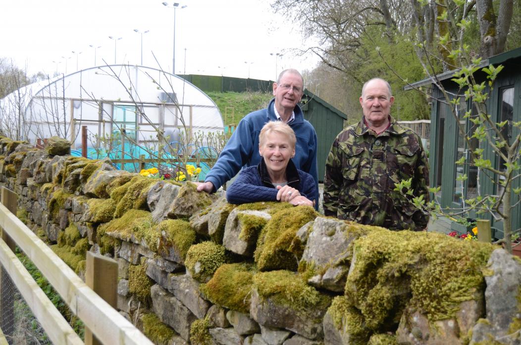 GROWTH: Ann and Tony Barmby with Graham Moore at the Veg Out garden at The Hub, in Barnard Castle