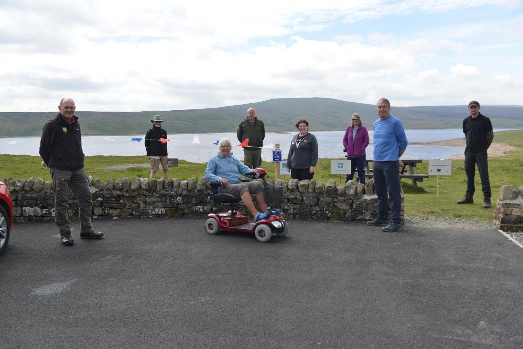 OUT AND ABOUT: Martin Furness, Gordon Brooks, Mo Dobbie, Paul Trube, Ali Collinson, Suzanne Williams, Godfrey Williams and Sam Atkinson at the new disabled parking at Cow Green reservoir