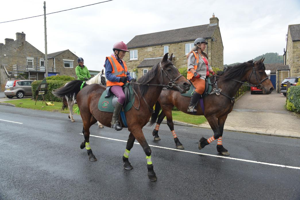 EPIC TREK: Dr Margaret Bradshaw, Trisha Snaith and Lezley Aldrich set off on the first leg of an 88km pony ride to highlight a decline in rare plant numbers in the upper dale