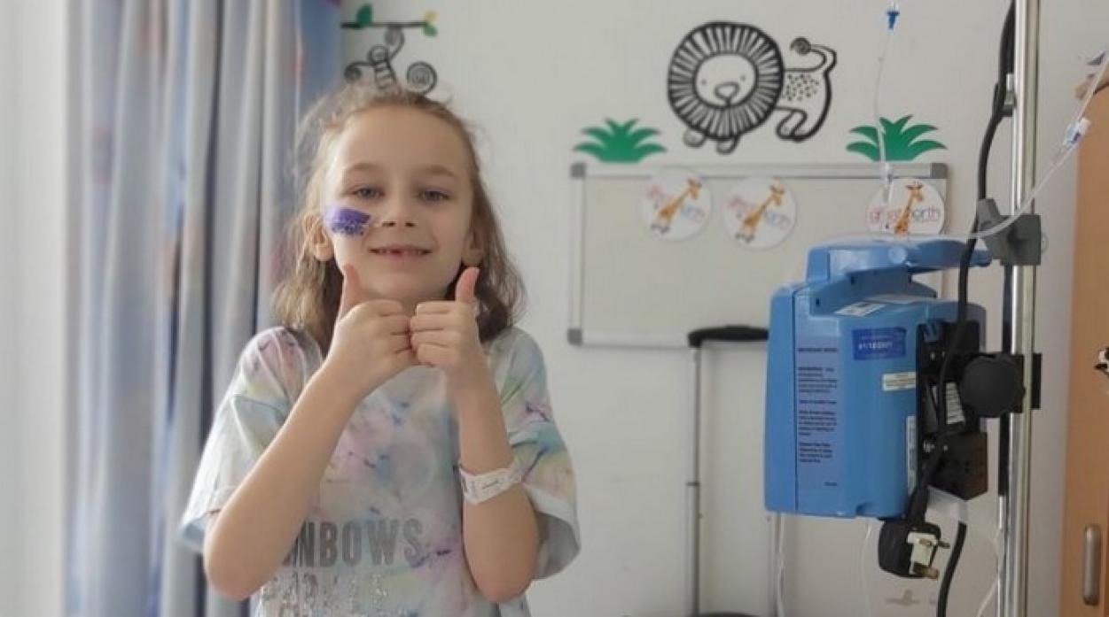 FUNDRAISING: A thumbs up from brave eight-year-old Abigail Ford