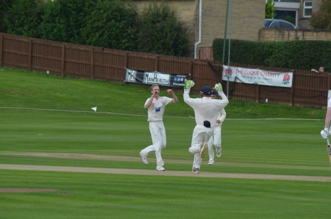 WeLL BOWLED: Barney's Rob Dixon celebrates taking a wicket