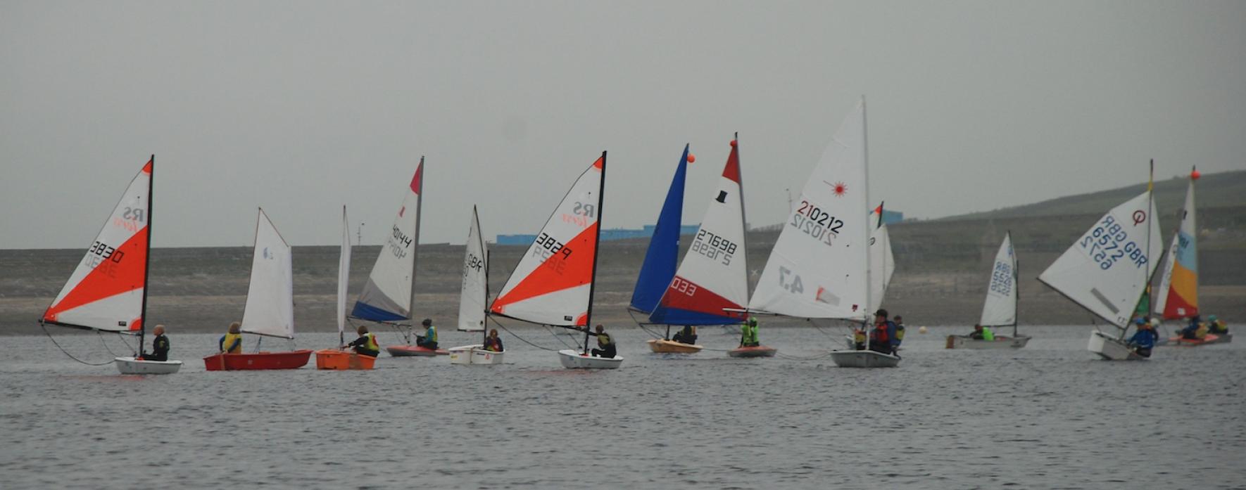 THEY’RE OFF: Teesdale Sailing and Watersports Club welcomed 24 competitors for the North East and Yorkshire Youth Travellers Series event at Grassholme