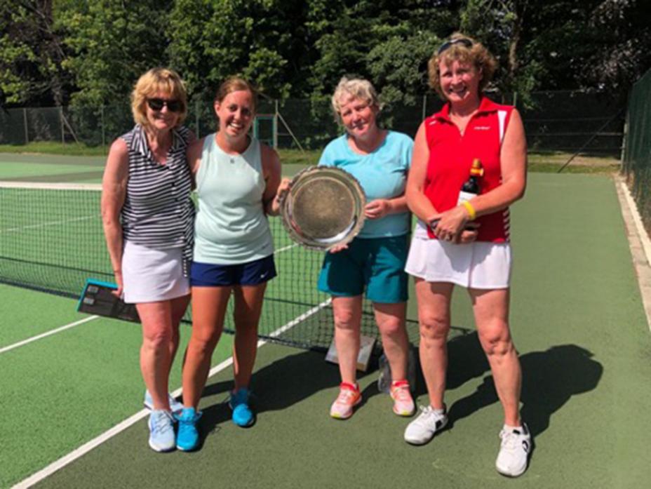 GREAT DAY: Winning the Mary Hanson Memorial Salver were Clare Trevett and Karen Tomlinson, right. Runners-up were Marilyn Ross and Lucy Brenkley