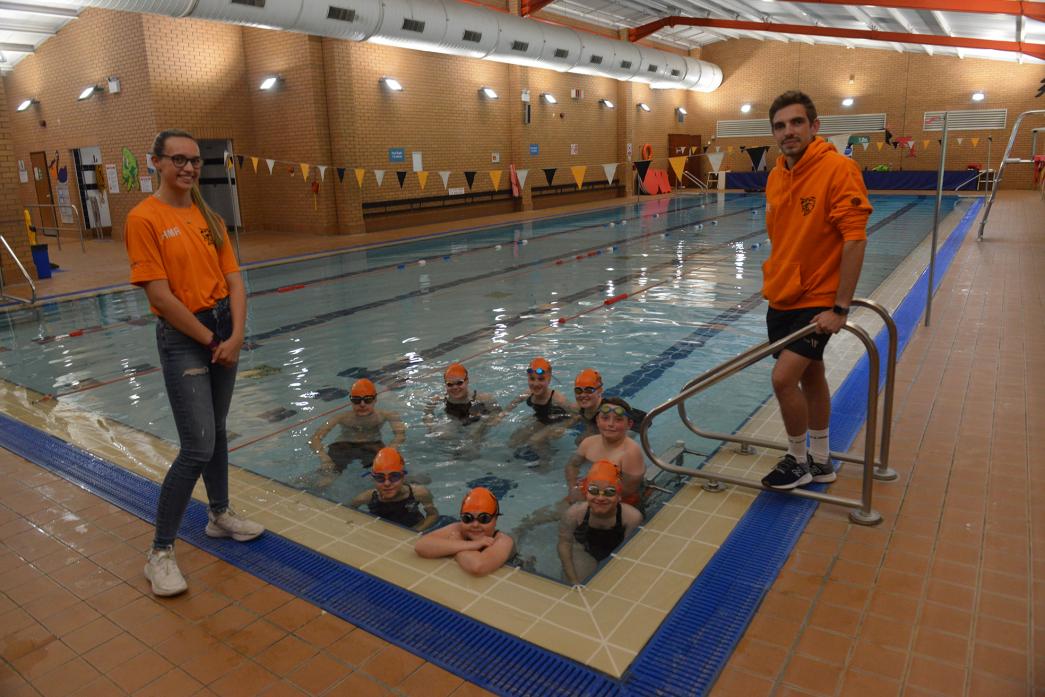 MAKING A SPLASH Coaches Holly Robinson and Aaron North put Teesdale Tiger Sharks swimmers through their paces