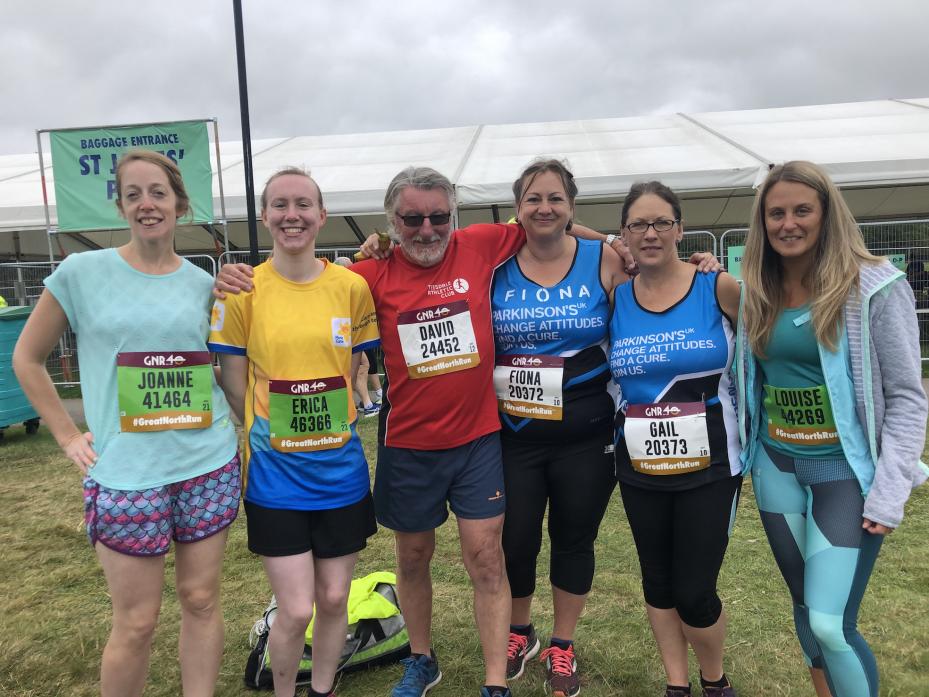 ON THE RUN: Great North runners from Teesdale AC, from left, Joanne Wall, Erica Dixon, Dave Palmer, Fiona Turnbull, Gail Foster and Louise Franks
