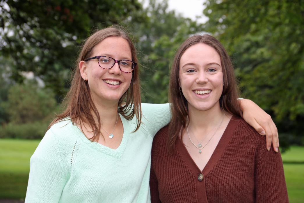 OFF TO PASTURES NEW: Barnard Castle School twins India, left, and Amelia Oates