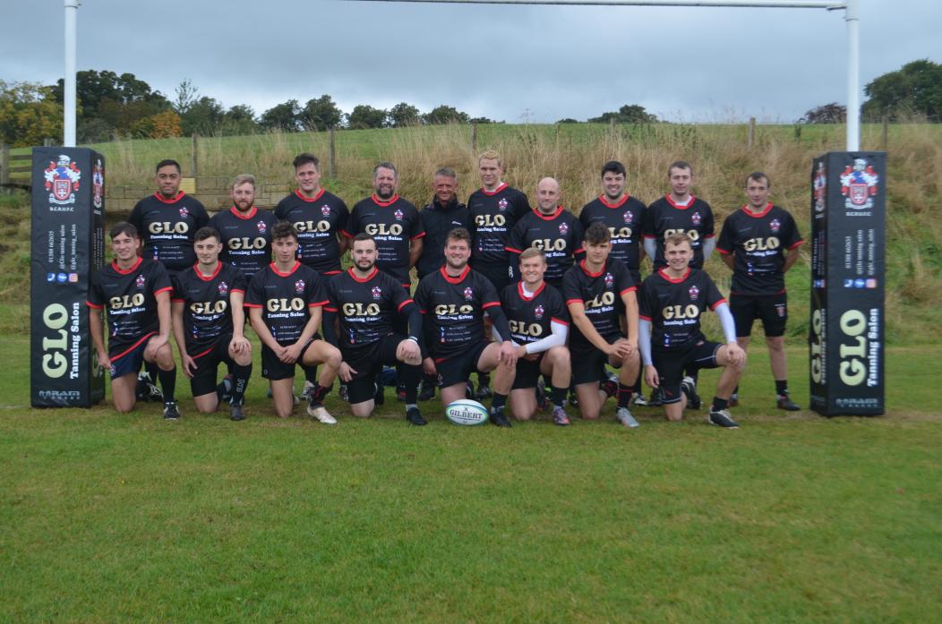 NEW KIT: Paul Cook from Glo Tanning Salon with Barnard Castle Rugby Club first team who are sporting new strips  TM pic