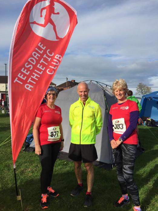 BRIGHT AND BREEZY: The Teesdale AC trio who took part in the Foxrush cross country at Redcar