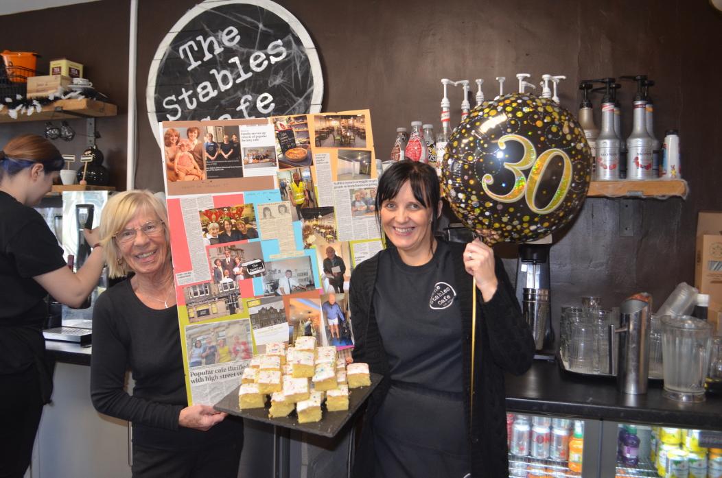 WELL DONE US: Stables Café celebrated 30 years of business in Barnard Castle last month. Phyllis Stoddart who started the café pictured here with granddaughter Nicola Stephenson who now runs it with her parents