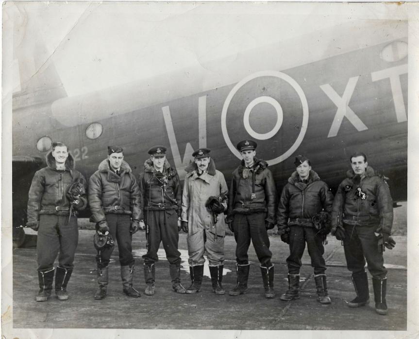 ILL FATED: The crew of the Stirling BK716 bomber which was shot down over Holland in the Second World War. Sgt Ronald Kennedy is on the far left