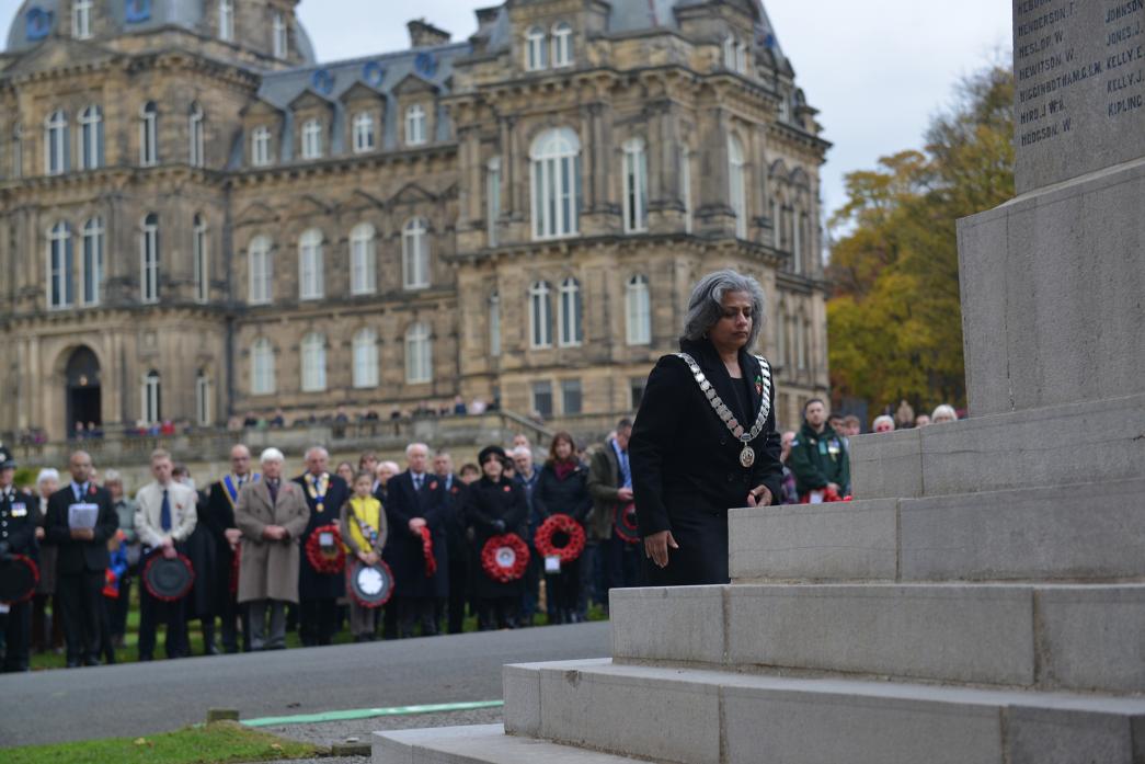 IN REFLECTION: Town mayor Cllr Rima Chatterjee pauses in reflection of those who made the ultimate sacrifice