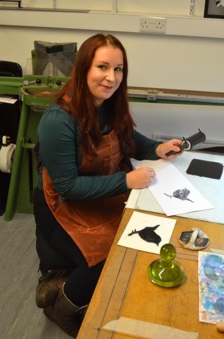 BUSY TIME: Artist Holly Scott gets to work in her new studio at Middleton-in-Teesdale Auction Mart