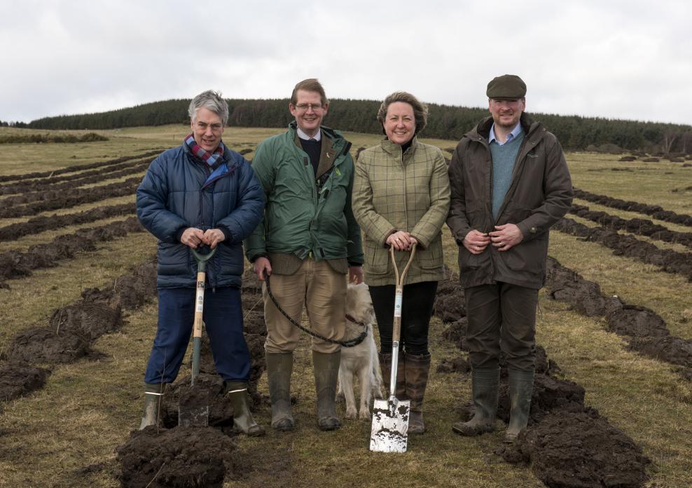 TREMENDOUS: Labour MEP Paul Brannen, Crispin Thorn, from the Forestry Commission, Berwick MP Anne-Marie Trevelyan and Barningham’s Andy Howard at the Doddington Moor Afforestation Project