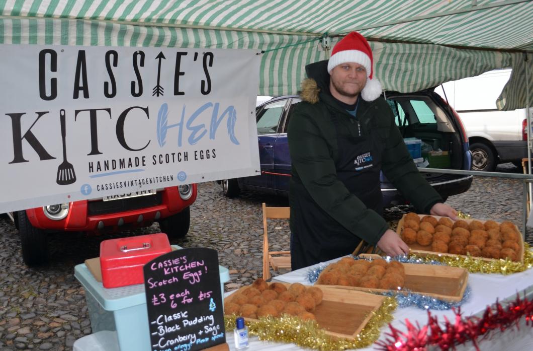 EGGS-TREME SELLING: Andrew Robson, from Cassie’s Kitchen, is one of several new traders who have joined Barnard Castle Farmers’ Market in the past 12 months