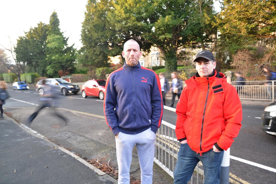 WALK TO SCHOOL: Campaigners Paul Raine and Paddy Walker want a safe permanent crossing installed at Bede Road after the officer who usually mans it was forced to self-isolate