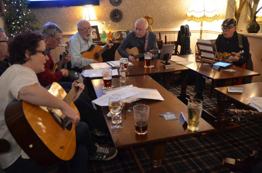 PUB SINGALONG: Musicians getting into the groove during the jamming sessions at the Cricketer’s Arms, in Barnard Castle