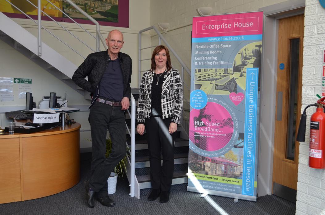 ANNIVERSARY PLANS: The chairman of Teesdale Development Company, Alastair Dinwiddie, with Enterprise House customer services manager Lynn Todhunter
