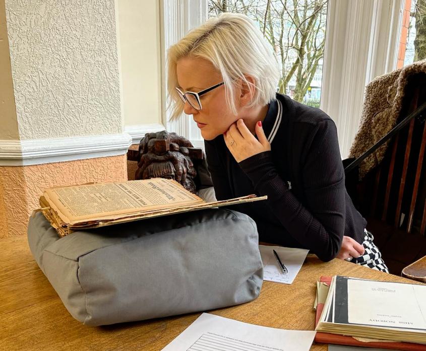 POIGNANT PLAY: Ruth Cockburn carrying out some research for her new play Miss Nobodies, which comes to Barningham on March 25
