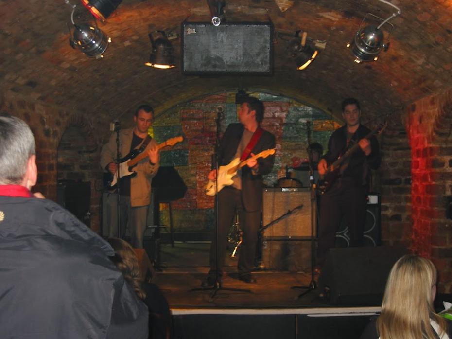 LET’S ROCK: John Rackham, Andy Yeadon, Dean Jackson and Paul Hughes when they performed at the Cavern Club in Liverpool