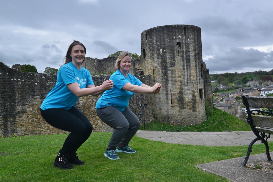 DOUBLE ACT: Ellie Bellas and Sarah Smith raised almost £1,000 for charity by doing 3,000 squats each during April