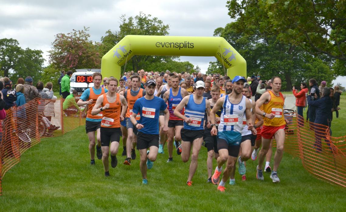 AND THEY’RE OFF: Runners in the 10k race set off on the undulating course around the grounds of Raby Castle as the Teesdale AC Raby Runs were staged for the first time in three years							     TM pic