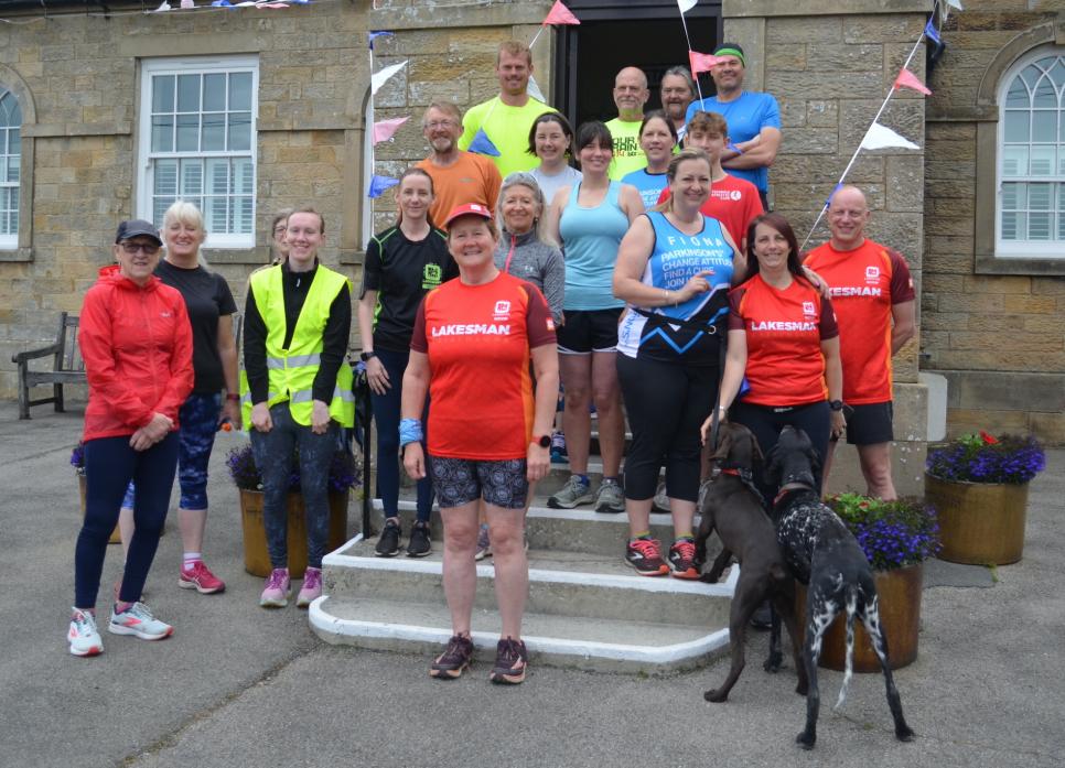 UNDER STARTER'S ORDERS: Runners and walkers prepare to set off from, Stainton and Streatlam Village Hall, led by Amanda Pettitt, front centre