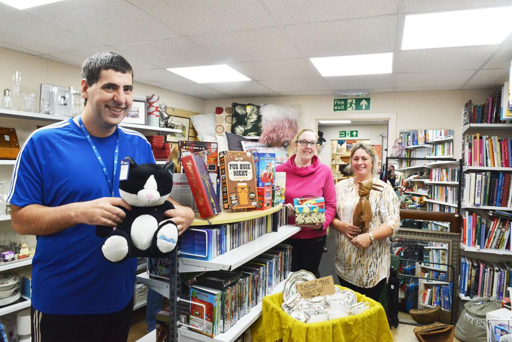 TOWN STORE: Volunteer Kit Heywood, assistant manager Kelly Dixon and manager Victoria Slack are inviting people to a fun day at Barnard Castle’s Mind charity shop to celebrate World Mental Health Day