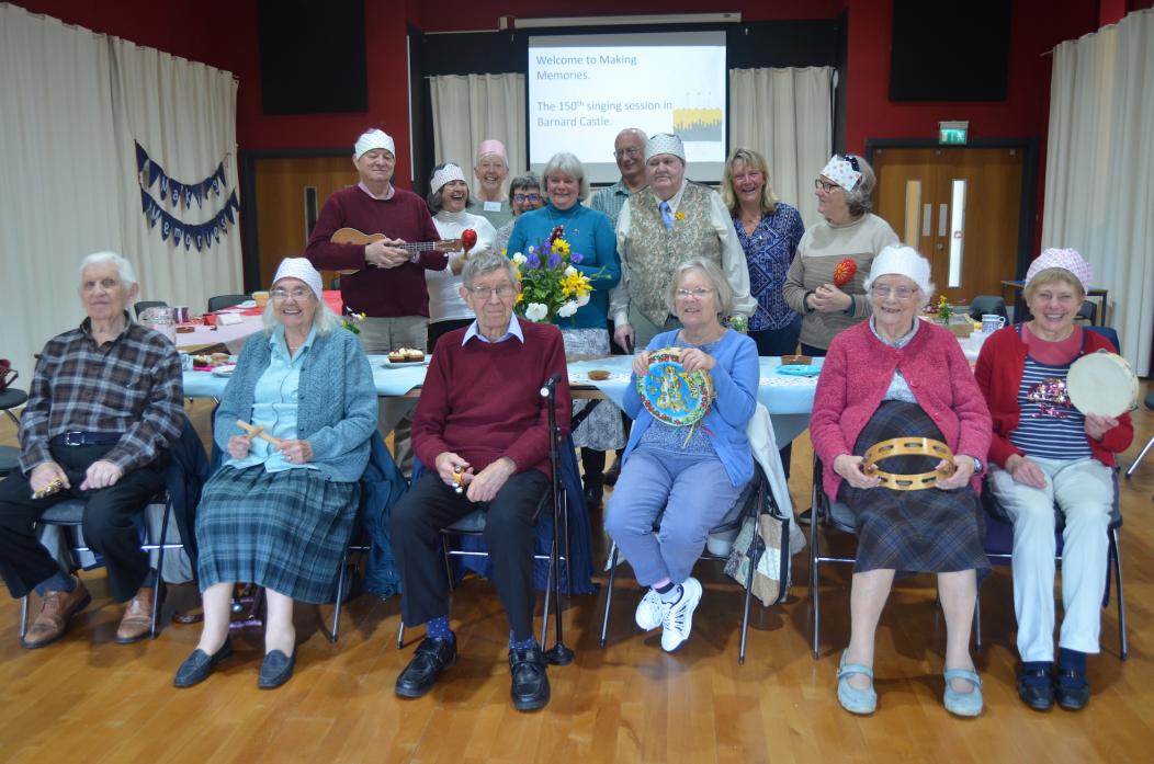 CAUSE FOR CELEBRATION: The Making Memories group celebrated the 150th session of Singing for the Brain at The Hub, in Barnard Castle