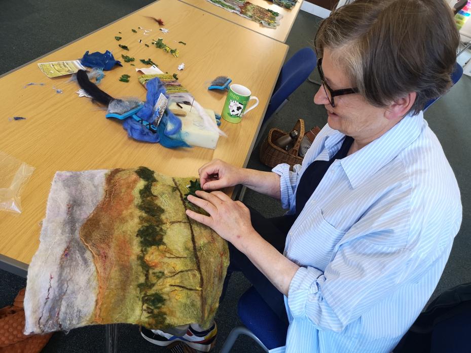 FELT AWARE: Artwork, such as felt images above, were created by volunteers to help raise awareness of the invasive plant threat to the dale’s rarer species