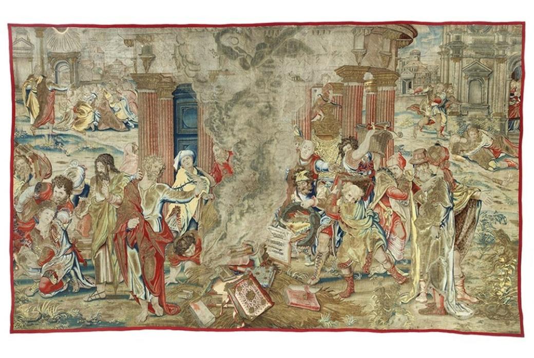Treasured textile: Hailed as the “holy grail” of Tudor tapestry’ , the image is titled Saint Paul Directing the