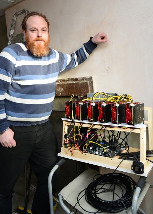 MINING FOR MONEY: Ben Collins of TinkerDog Computers with a start-up gaming machine that could generate as much as £450 in cryptocurrency each year for its owner
