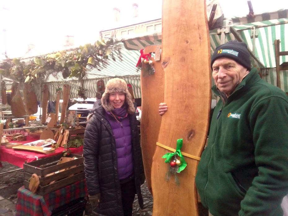 SLICE OF THE ACTION: Farmer Peter Moss and daughter Clare Moss-Clennell at the final Barnard Castle Farmer’s Market of the year with their unique grazing boards