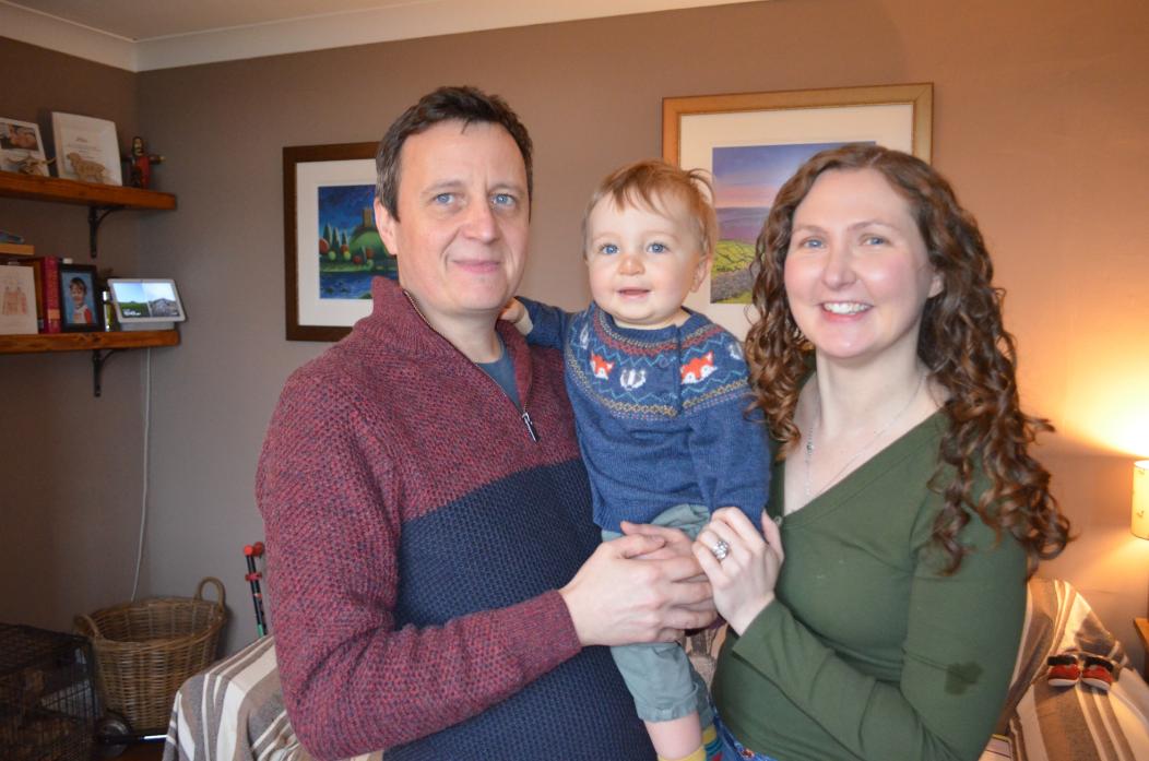 HAPPIEST LITTLE SOUL: Mark and Sophie Russell with son Caleb, whose battle with serious health issues has inspired his dad’s fundraising cycle ride