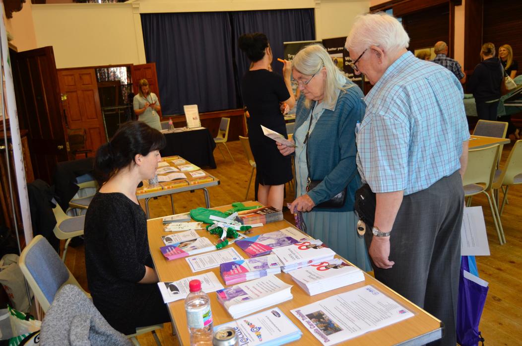 HELP AT HAND: Brian and Joan Whiteley of Barnard Castle chat to Sara Coulson of Durham County Carers Support
