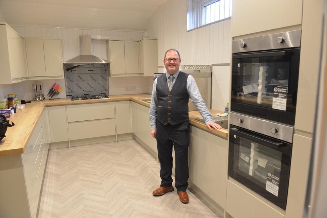PROJECT SUCCESS: Pastor Andrew Kay in the new-look kitchen at Cornerstone Christian Centre, Evenwood