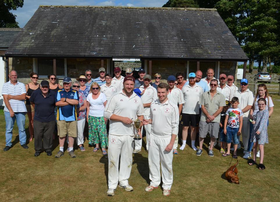 GOOD CAUSE: Rob Stanwix, left, and Dan Swires, finalists in Barningham CC’s fundraising single wicket competition which raised almost £300 for club funds