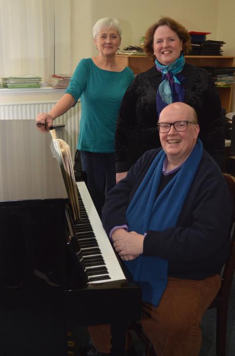 HAVING A BLAST: Penelope Randall-Davis,left, with Simon and Philippa Dearsley as they rehearse for Saturday’s show which will raise funds for The Witham, in Barnard Castle